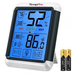 TempPro TP55 Digital Temperature & Humidity Meter | Large Backlit Hygrometer