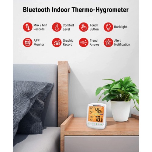 Meter Thermo Pro 5.0 Bluetooth Backlit Large Digit- Temperature/Humidity Monitor