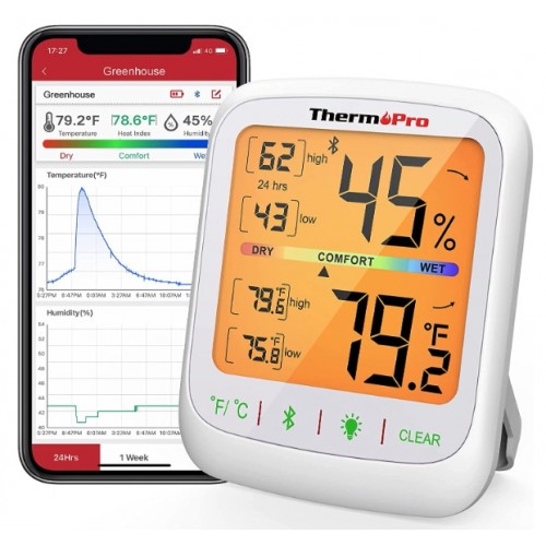 Meter ThermoPro  Bluetooth | Orange Backlit Jumbo Digit-Temperature/Humidity Monitor