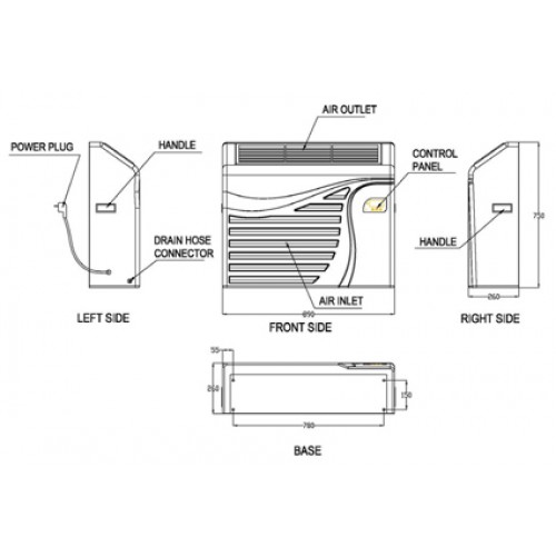 Wall or floor mount Dehumidifier PRO SP1000c (coated coils) up to 100L/day+wifi