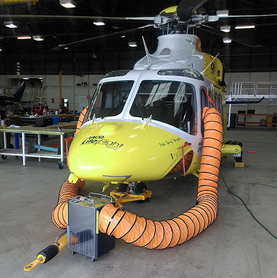 Helicopter drying closed circulation products from Damp Solutions Australia